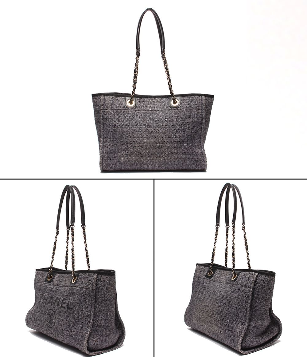 Chanel Chain Tote Shoulder Bag Gold Deuville MM — view 2