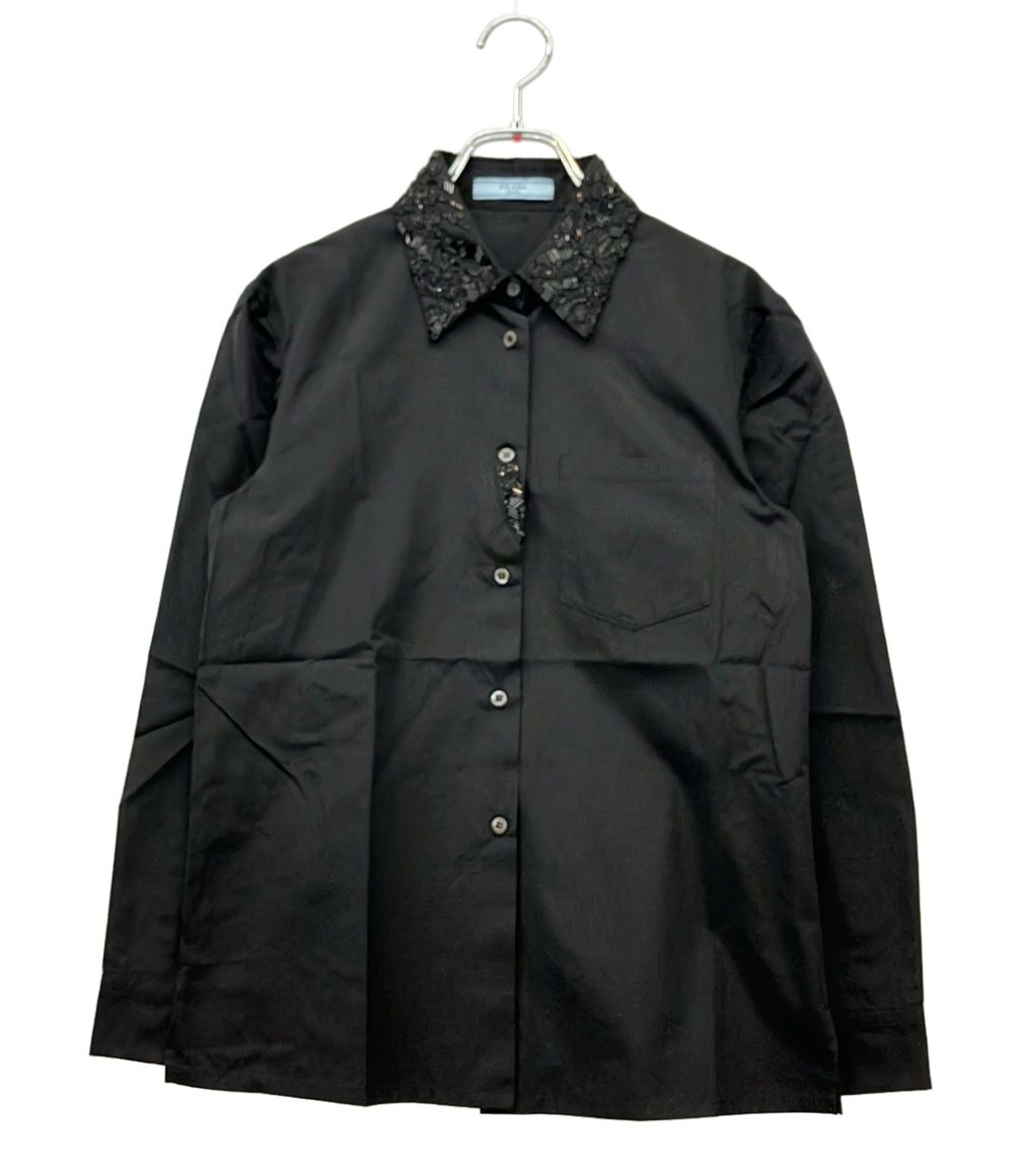Prada Long Sleeve Shirt Beads Embroidery 40