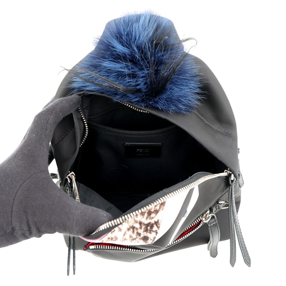Fendi Backpack Bugs Monster Leather Nylon Black — view 5