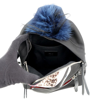 Fendi Backpack Bugs Monster Leather Nylon Black — view 5
