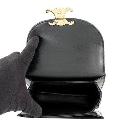 Celine Handbag Bubas Clair Mini Triomphe Leather 2-Way Shoulder Black — view 7