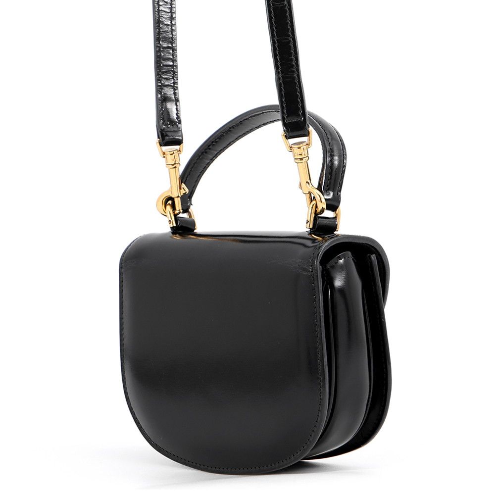 Celine Handbag Bubas Clair Mini Triomphe Leather 2-Way Shoulder Black — view 2