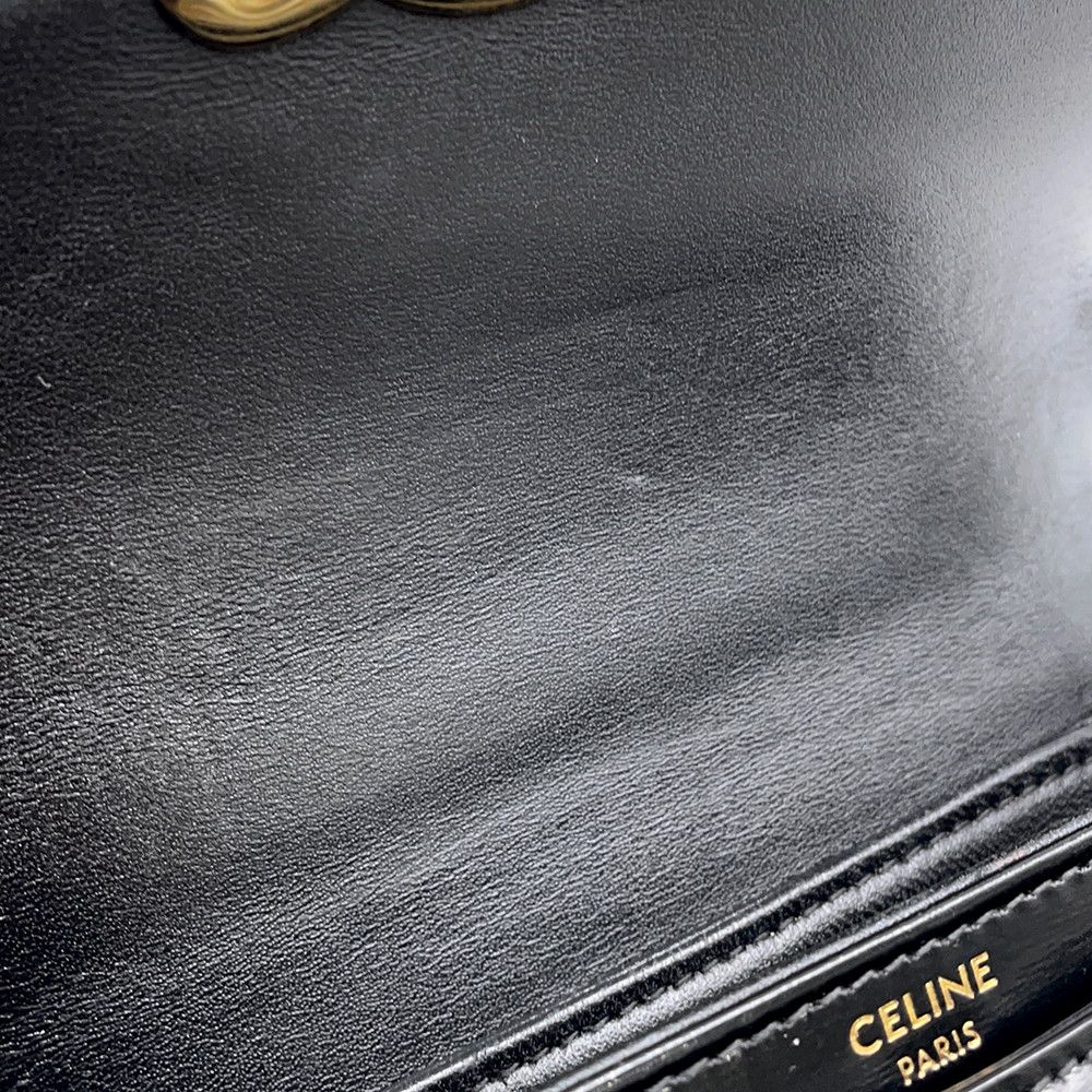 Celine Handbag Bubas Clair Mini Triomphe Leather 2-Way Shoulder Black — view 8