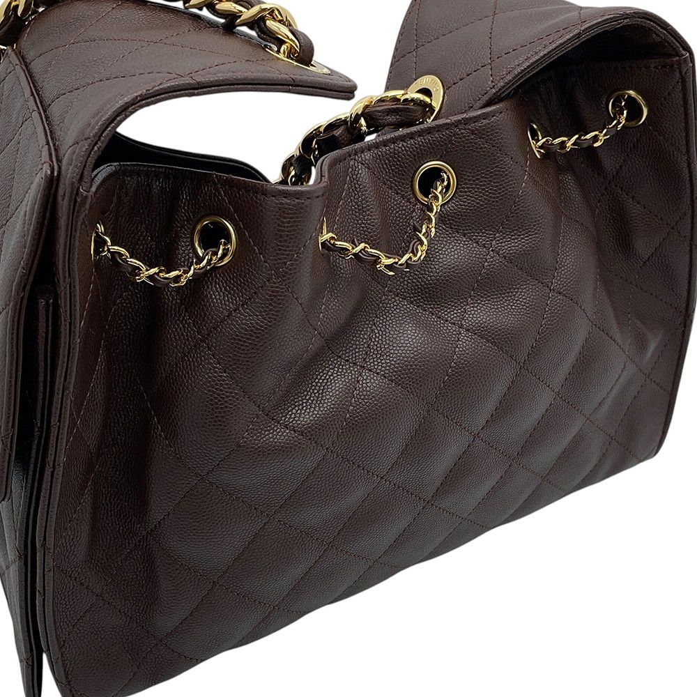 Chanel Chain Shoulder Bag Quilted CC Logo 25 Small Caviar Leather — view 6