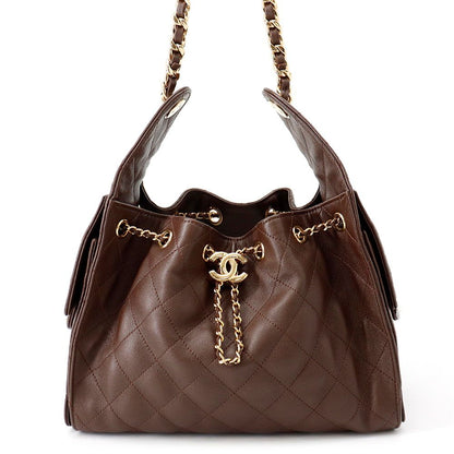 Chanel Chain Shoulder Bag Quilted CC Logo 25 Small Caviar Leather