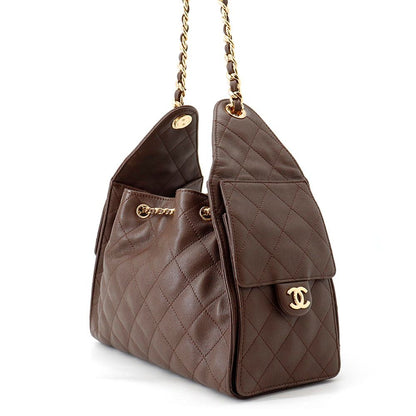 Chanel Chain Shoulder Bag Quilted CC Logo 25 Small Caviar Leather — view 2