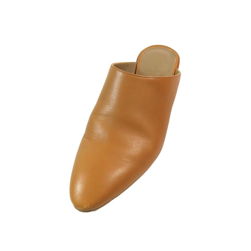 Hermes Leather Sandals Almond Toe Shoes Heels Brown — view 4