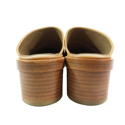 Hermes Leather Sandals Almond Toe Shoes Heels Brown — view 5