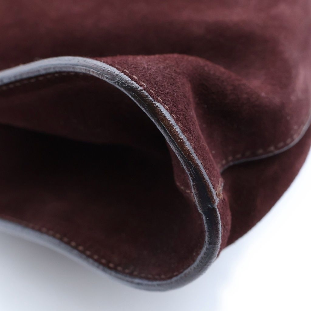 Gucci Suede Tote Bag Brown Bordeaux Leather Silver — view 5