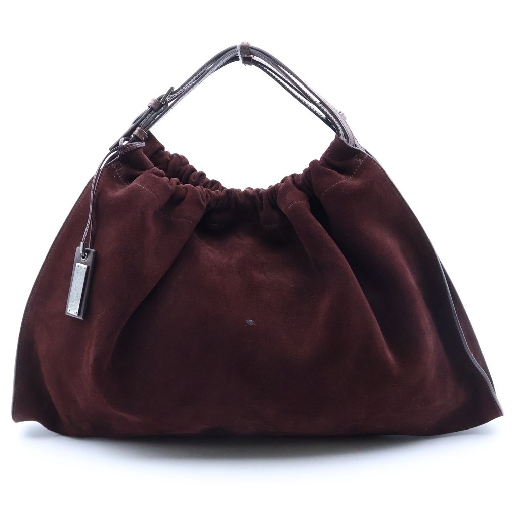 Gucci Suede Tote Bag Brown Bordeaux Leather Silver — view 2