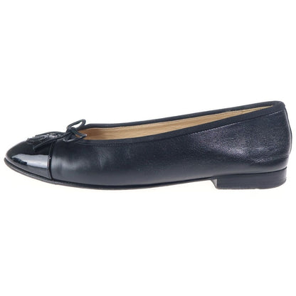 Chanel Ballerina Flat Shoes Leather Mules Black — view 2