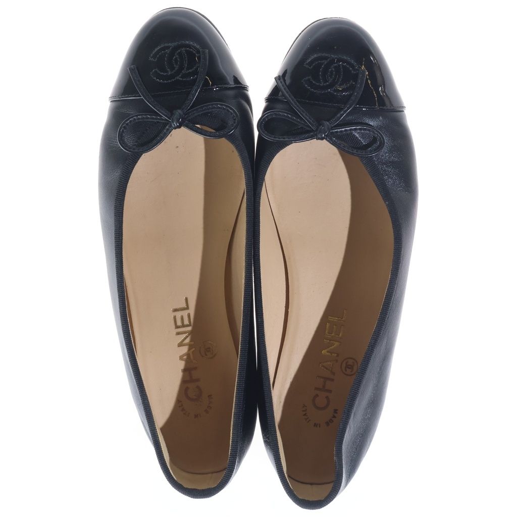 Chanel Ballerina Flat Shoes Leather Mules Black — view 4