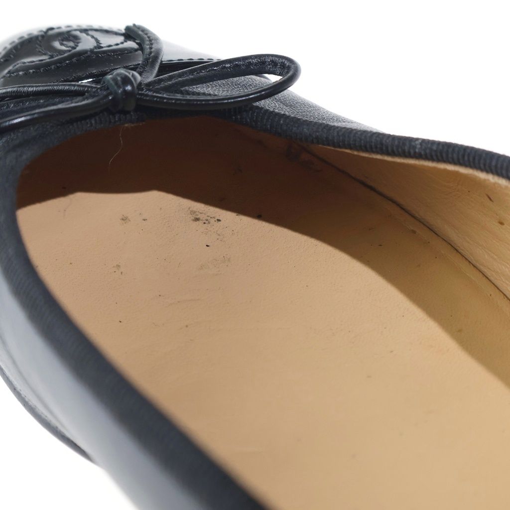 Chanel Ballerina Flat Shoes Leather Mules Black — view 7