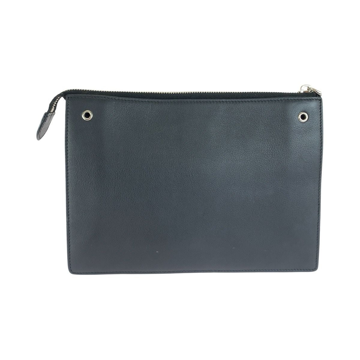 Fendi Toujours Black Silver Leather Clutch — view 2