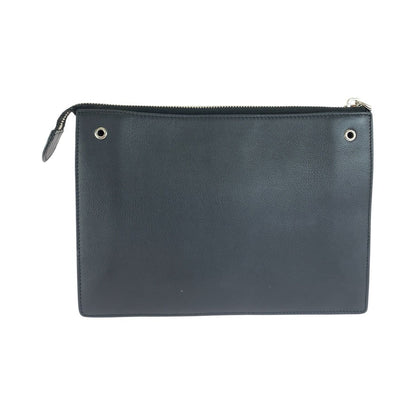 Fendi Toujours Black Silver Leather Clutch — view 2