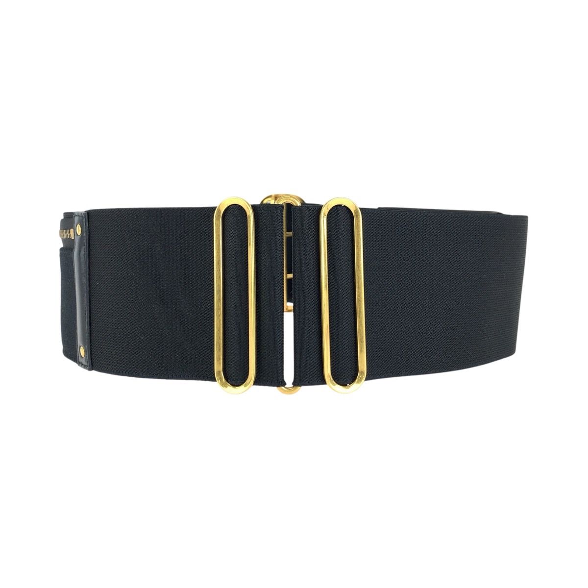 Dior Saddle Black Gold Fabric Leather Belt — view 2