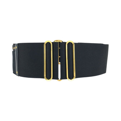 Dior Saddle Black Gold Fabric Leather Belt — view 2