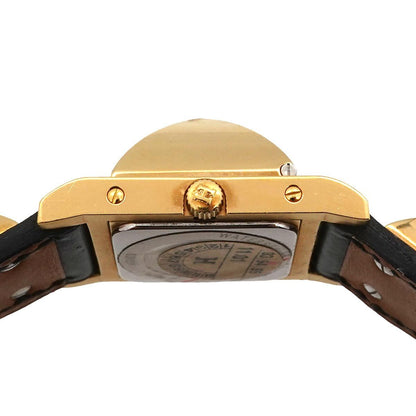 Hermes Medor Vintage Watch Pyramid Gold Studs White Black Quartz — view 5