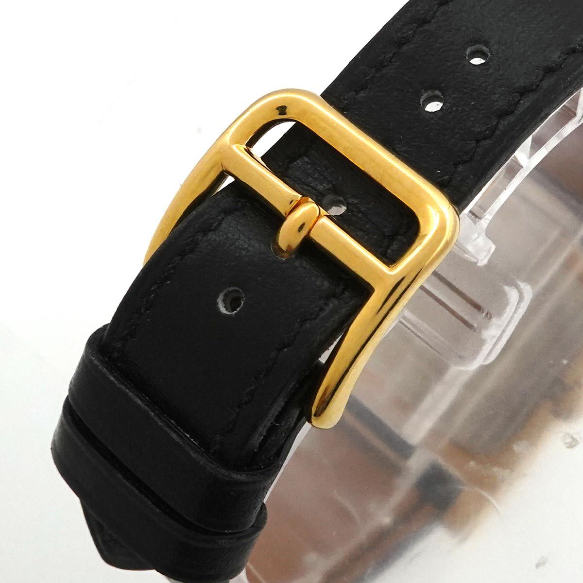 Hermes Medor Vintage Watch Pyramid Gold Studs White Black Quartz — view 7