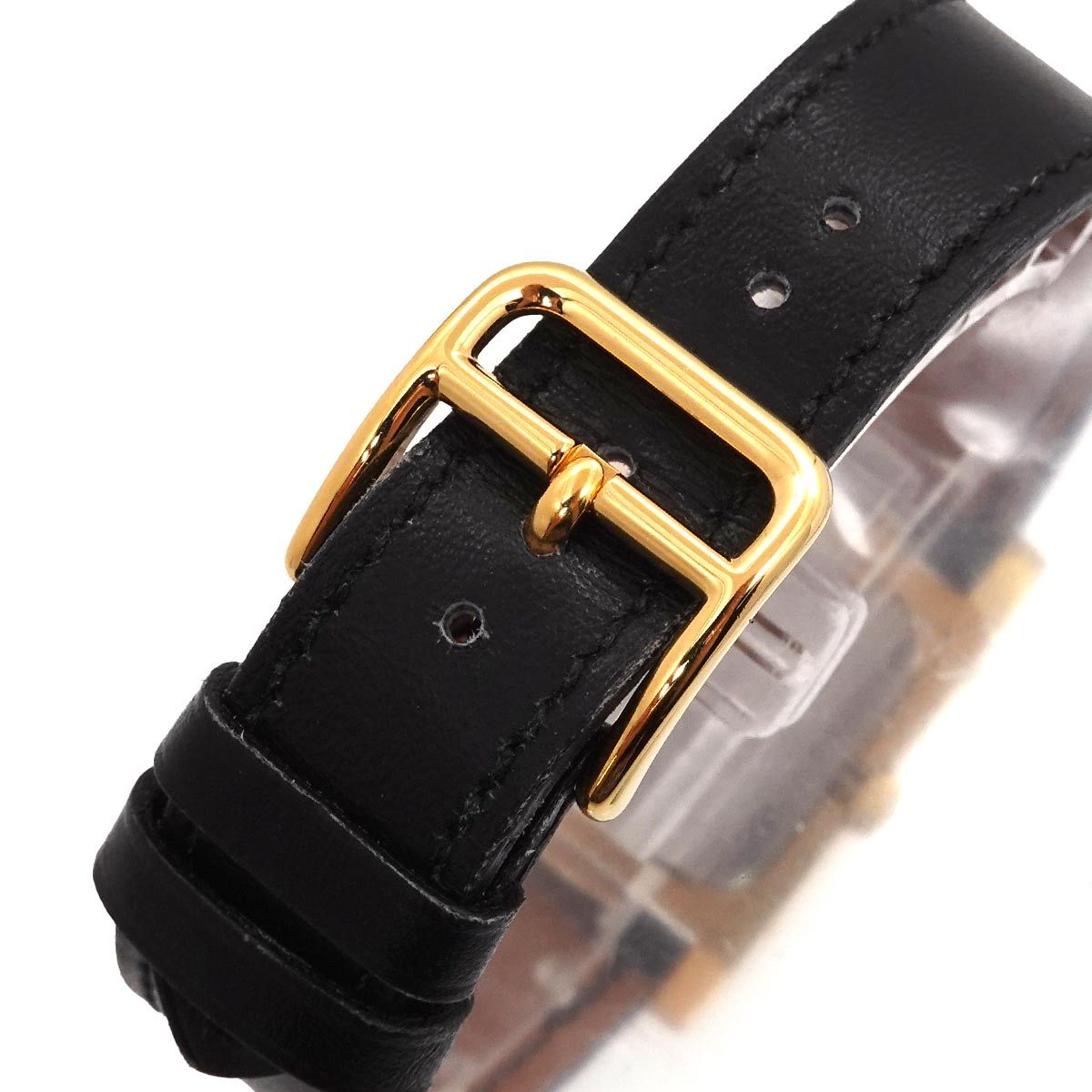 Hermes Medor Vintage Watch Pyramid Gold Studs White Black Quartz — view 7