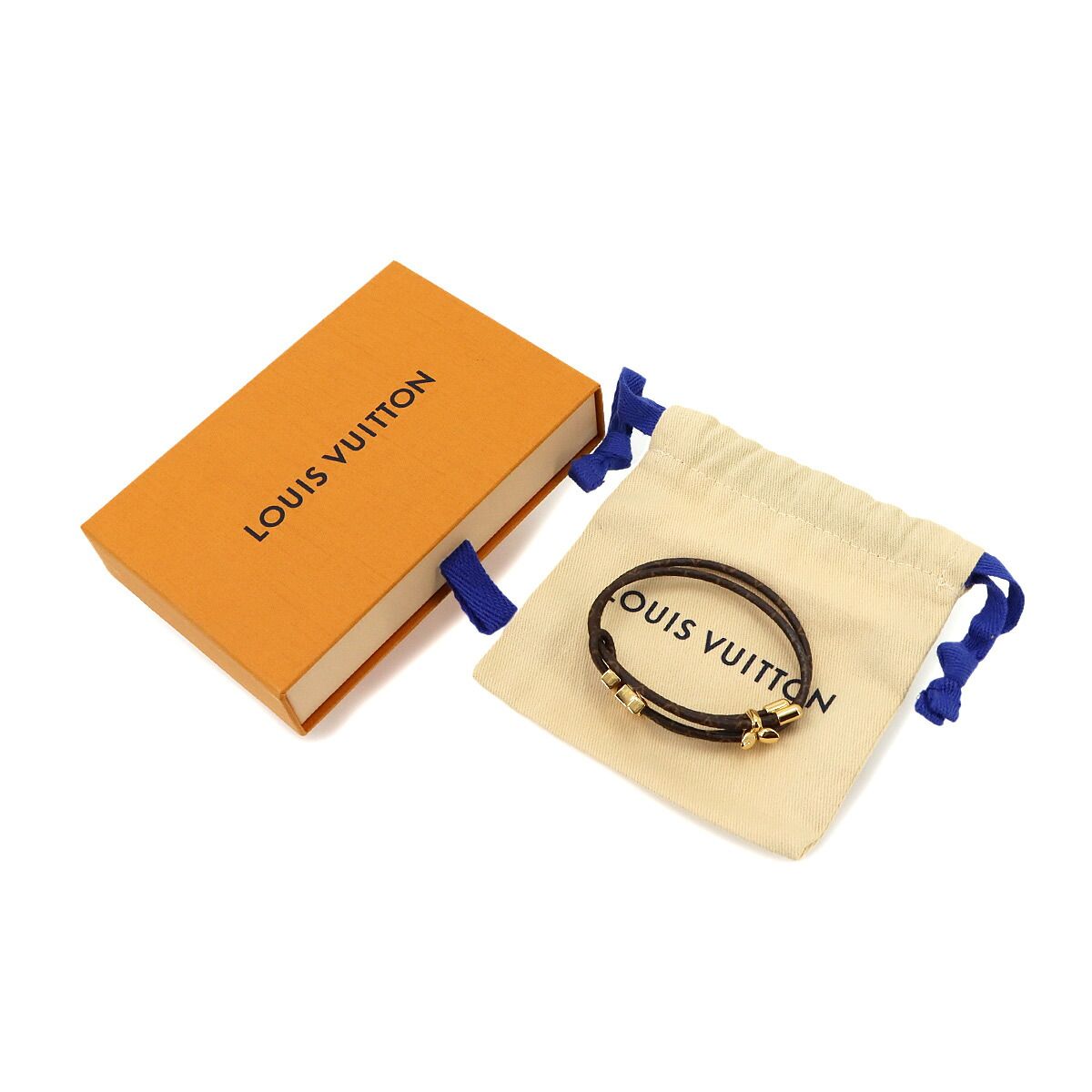 Louis Vuitton Monogram Bracelet LV Blue Brown Gold — view 2