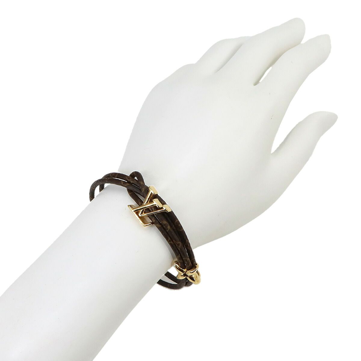 Louis Vuitton Monogram Bracelet LV Blue Brown Gold — view 7