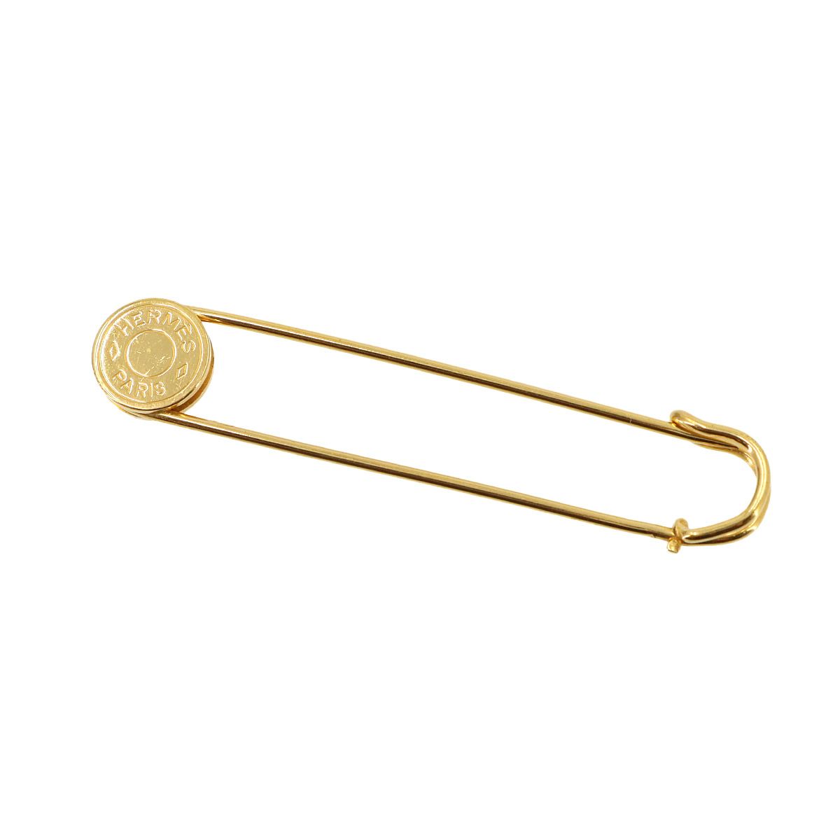 Hermes Sellier Pin Brooch Gold — view 3