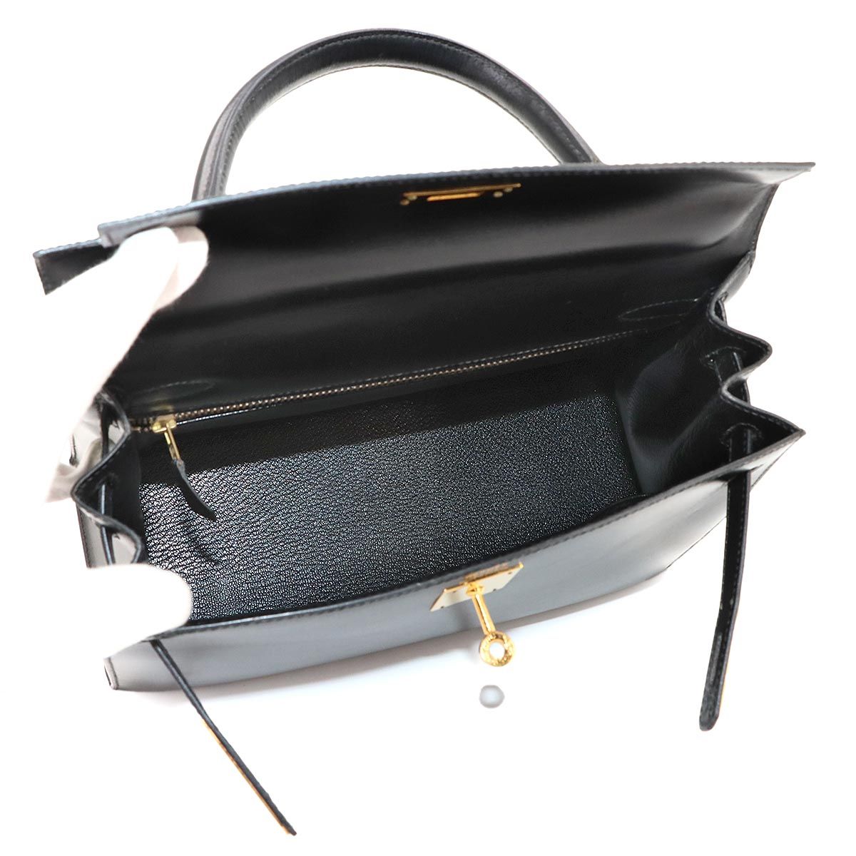 Hermes Kelly 28 Box Calf Black 2-Way Bag — view 7