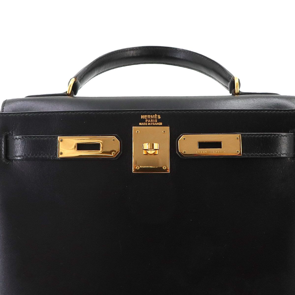 Hermes Kelly 28 Box Calf Black 2-Way Bag — view 8