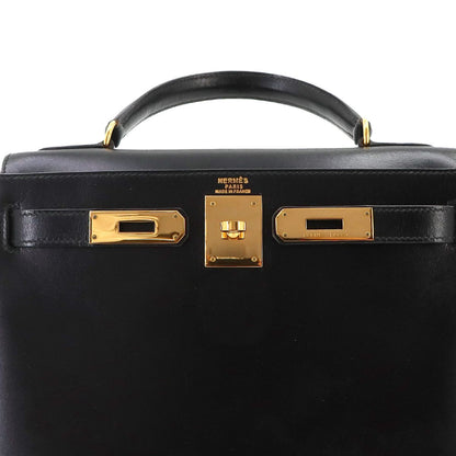 Hermes Kelly 28 Box Calf Black 2-Way Bag — view 8