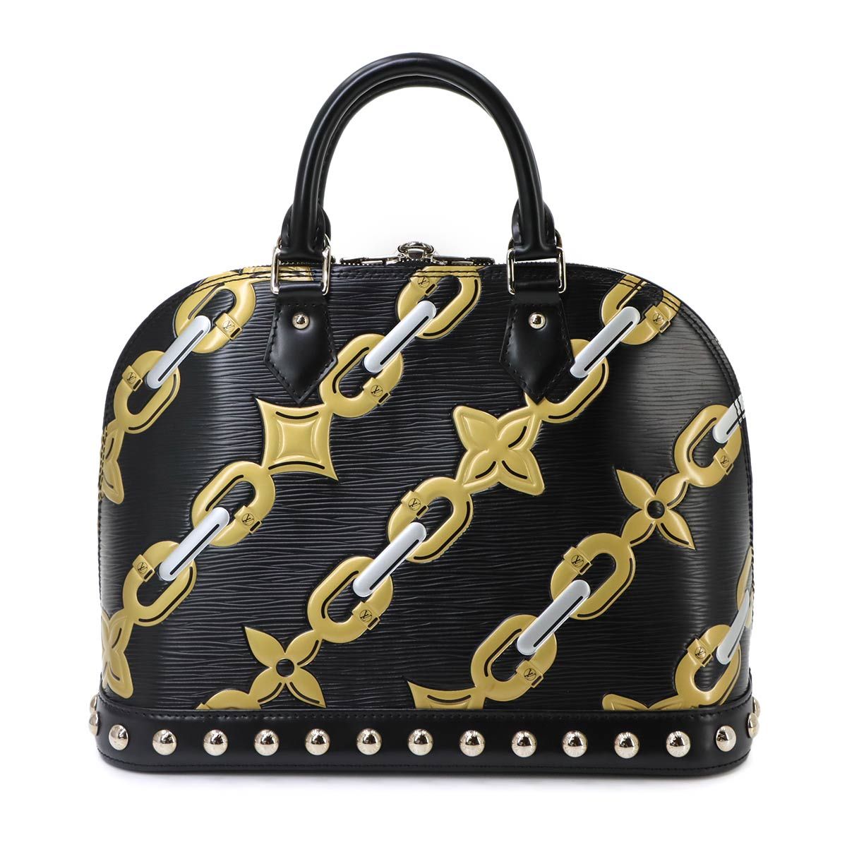 Louis Vuitton Epi Alma BB Chain Pattern Hand Bag Leather Noir Silver — view 2