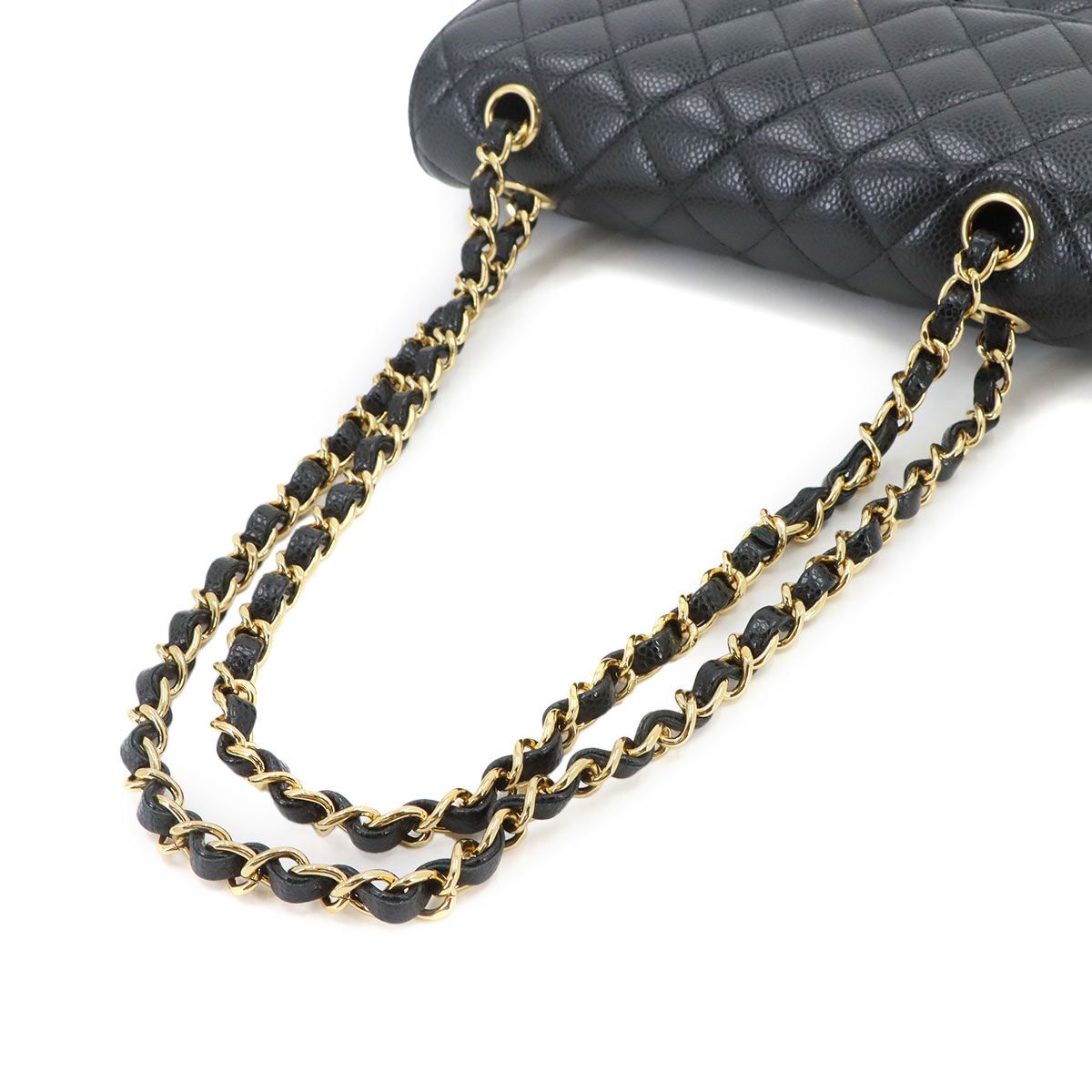Chanel Quilted 23 Chain Shoulder Bag Caviar Leather Black Gold — view 5