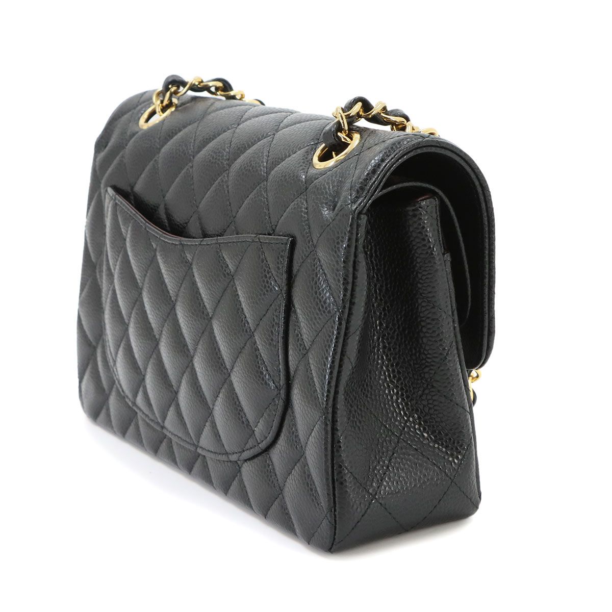 Chanel Quilted 23 Chain Shoulder Bag Caviar Leather Black Gold — view 3