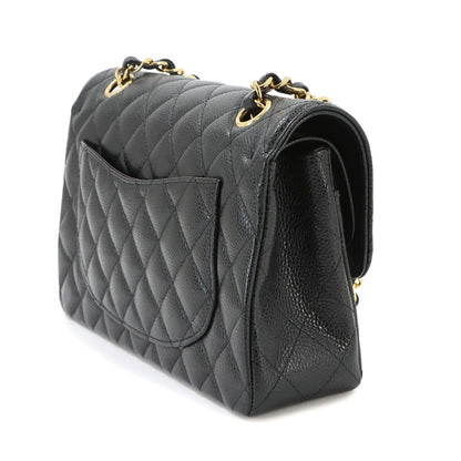 Chanel Quilted 23 Chain Shoulder Bag Caviar Leather Black Gold — view 3