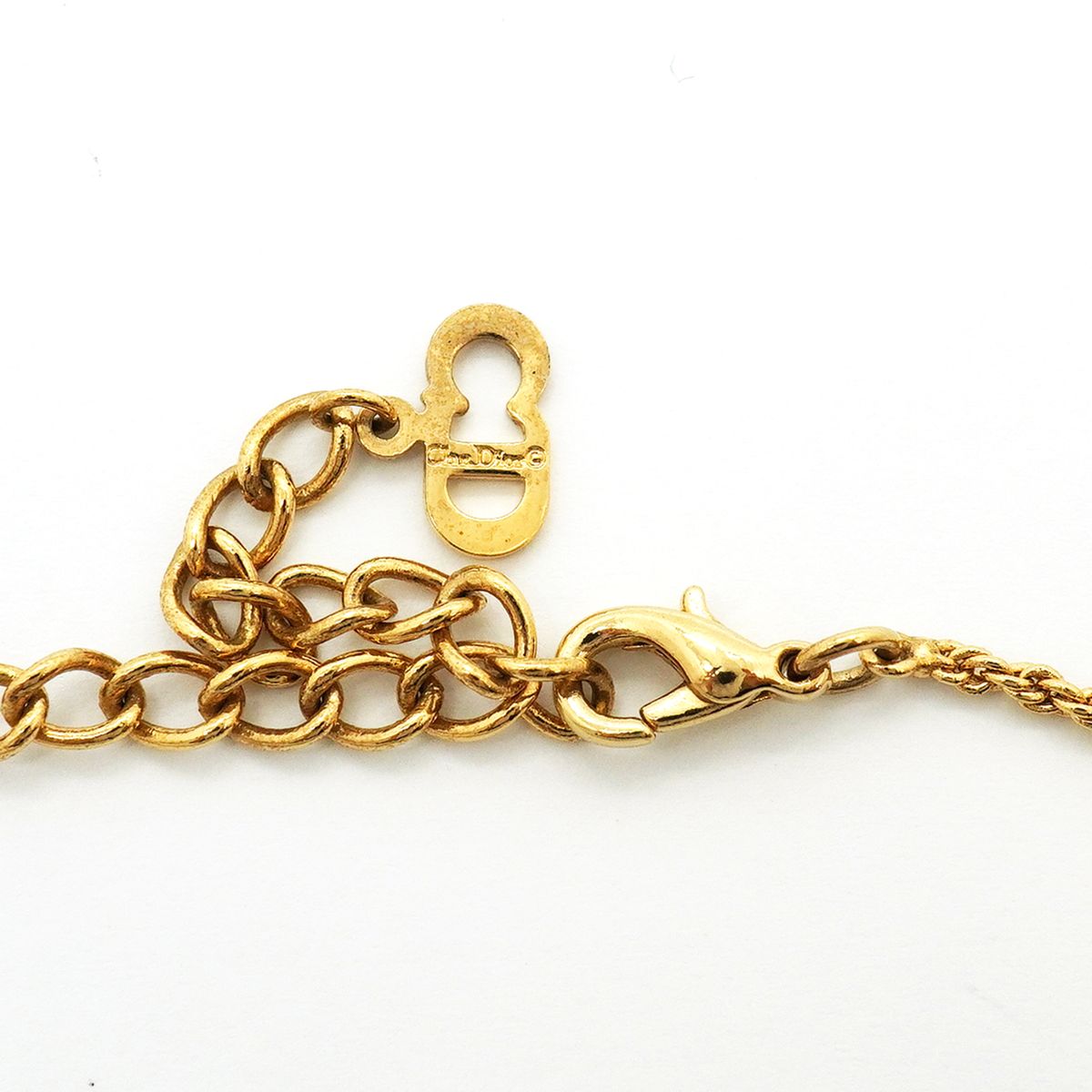 Dior Necklace CD Logo Round Circle Gold Plated Rhinestone — view 4