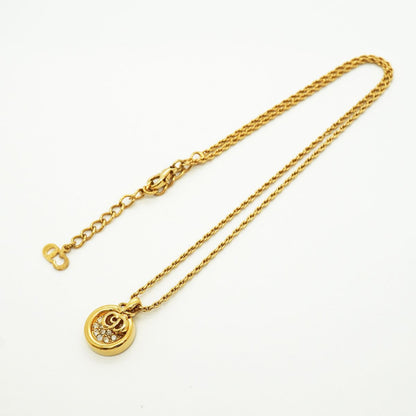 Dior Necklace CD Logo Round Circle Gold Plated Rhinestone — view 3