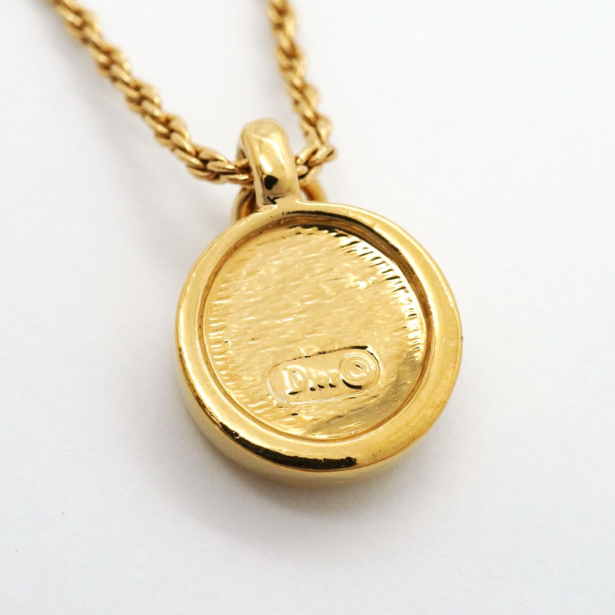 Dior Necklace CD Logo Round Circle Gold Plated Rhinestone — view 5