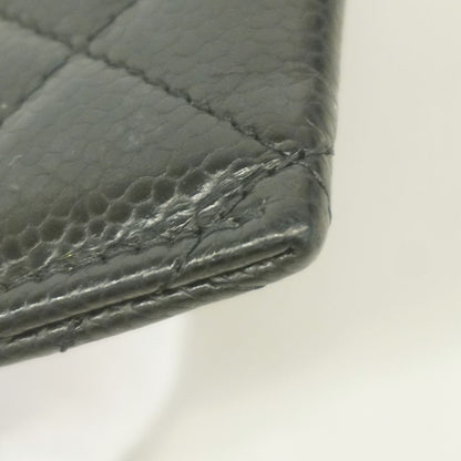 Chanel Card Case Quilted Caviar Leather Black Gold — view 5