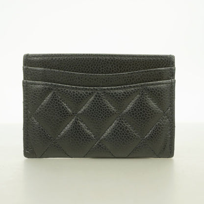 Chanel Card Case Quilted Caviar Leather Black Gold — view 6