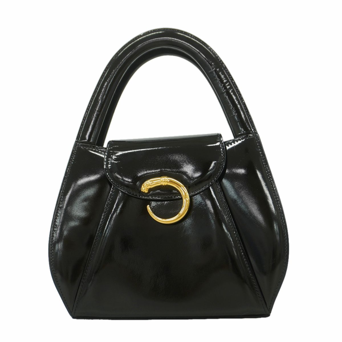 Cartier Handbag Panthere Patent Black Gold