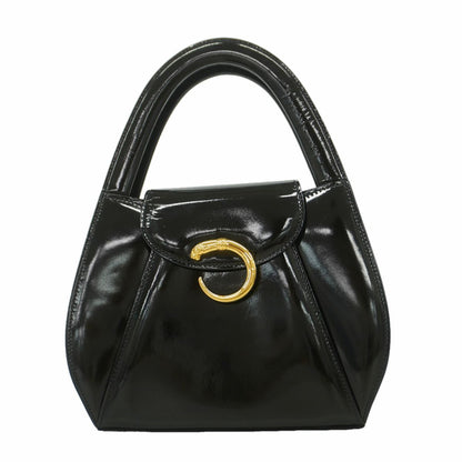 Cartier Handbag Panthere Patent Black Gold