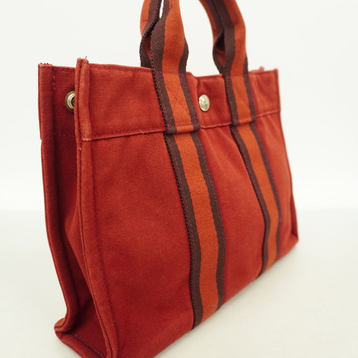 Hermes Handbag Fourre Tout PM Canvas Bordeaux Silver — view 2