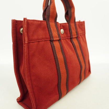 Hermes Handbag Fourre Tout PM Canvas Bordeaux Silver — view 2