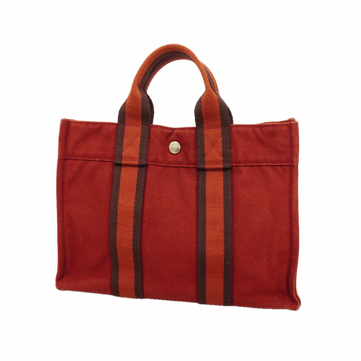 Hermes Handbag Fourre Tout PM Canvas Bordeaux Silver