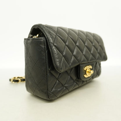 Chanel Shoulder Bag Mini Quilted Lambskin Black Gold — view 2