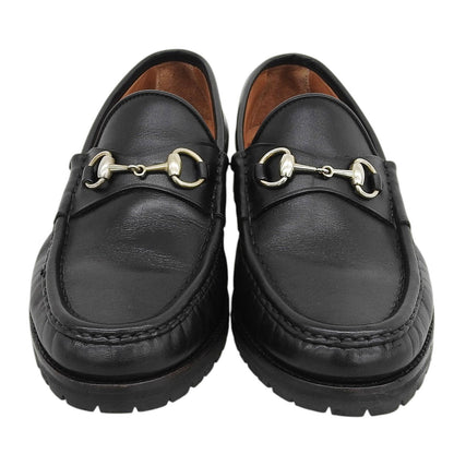 Gucci Review Horsebit Lug Sole Leather Loafers Black Gold — view 3