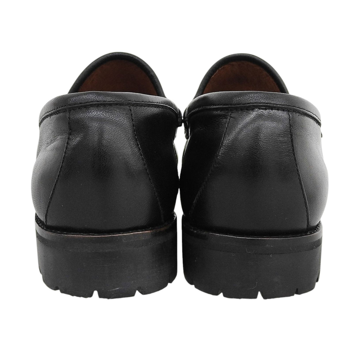 Gucci Review Horsebit Lug Sole Leather Loafers Black Gold — view 4