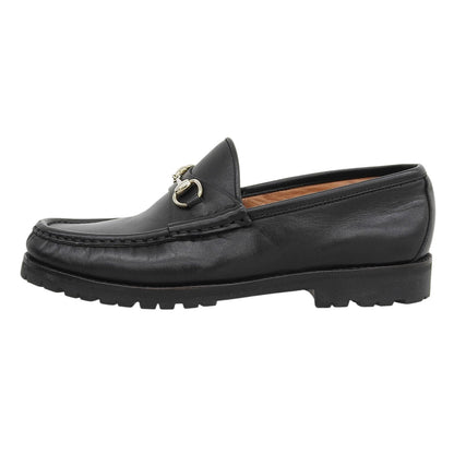 Gucci Review Horsebit Lug Sole Leather Loafers Black Gold — view 2