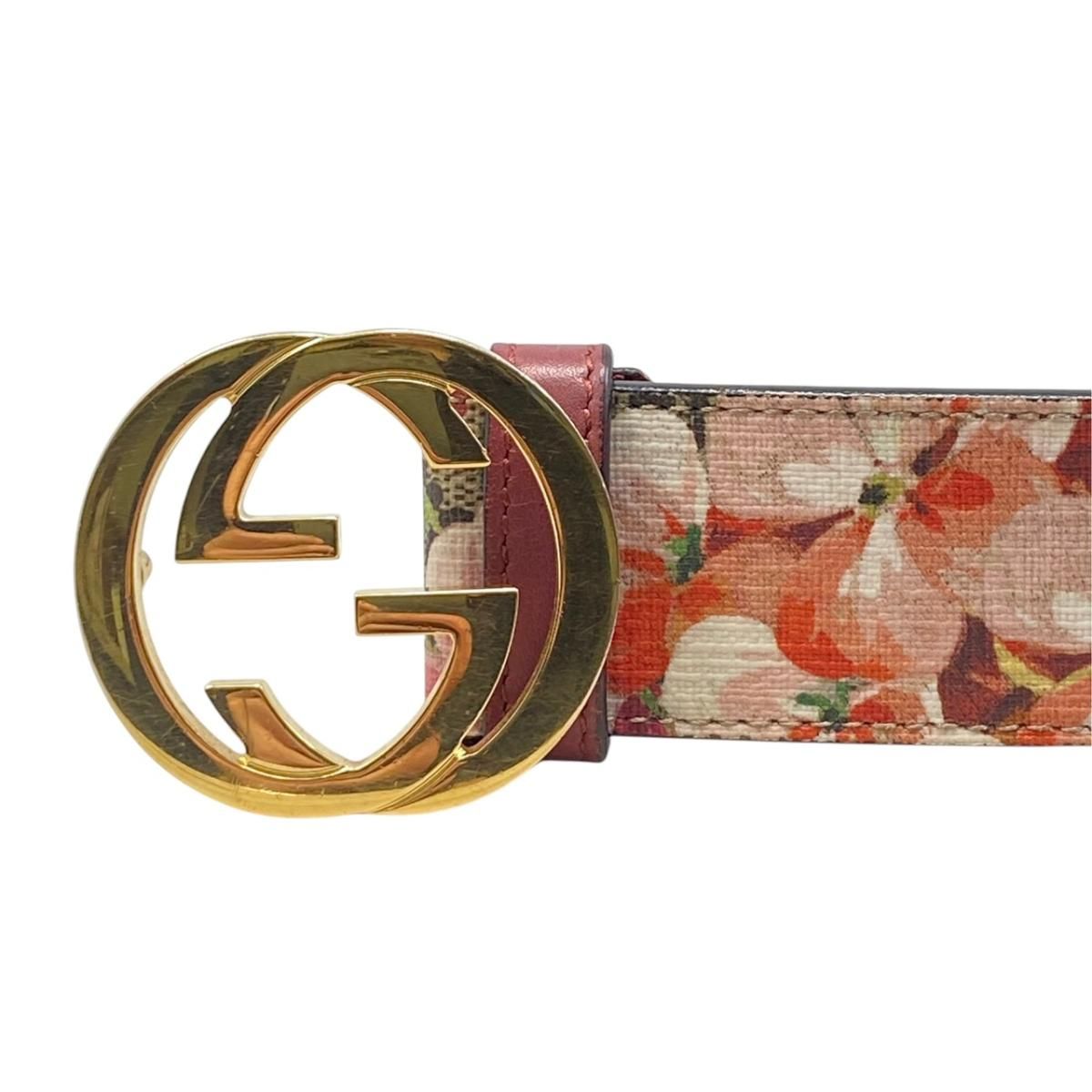 Gucci Belt GG Buckle Floral Pattern Supreme Canvas Leather Gold — view 3