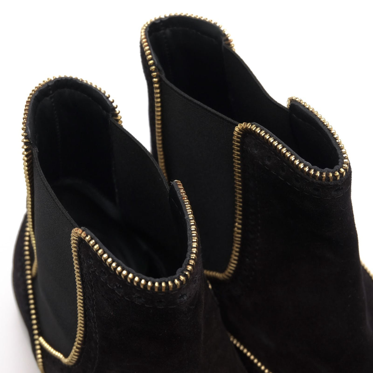 Louis Vuitton Side Gore Suede Leather Flat Ankle Boots Black — view 5